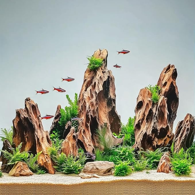 Dragon Stone Rock for Aquascaping,Aquarium Decor, Fish Tank Decorations,3-10 Inches Natural Ohko Stone for Fish Tank Landscaping (6.6 Pounds)-PurrikoPets