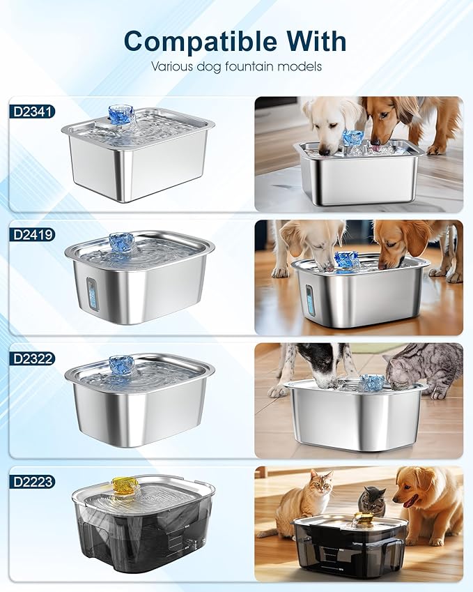 Dog Water Fountain Pump Replacement for D2341, D2419, D2223, D2322 Models, Pet Water Fountain Replacement Pump for PETNF Stainless Steel Large Dog Fountain for Large Dogs, Long Lifespan, Ultra Quiet-PurrikoPets