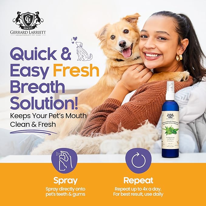 Dog Mouthwash, Dog and Cat Breath Spray with Baking Soda - 8 oz Natural Dog Breath Fresheners with Mint and Aloe Vera Mouth Spray for Tartar Control and Plaque, Dog Teeth Cleaning by Gerrard Larriett-PurrikoPets
