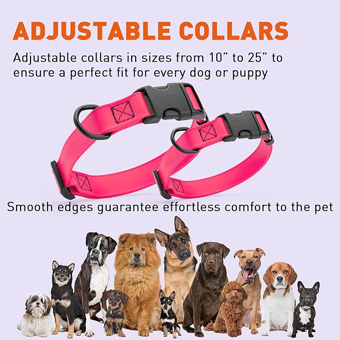 Dogline Biothane Waterproof Dog Collar with Quick Release Buckle Strong Coated Nylon Webbing with Odor- Proof for Easy Care Easy to Clean Fits Small Medium or Large Dogs, Pink 1" W 15-23" L-PurrikoPets