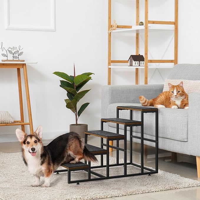Dog Stairs Ramps Dog Stairs for High Bed Couch 5 Tier Pet Stairs for Small Medium Large Dogs and Cats Pet Step with Non-Slip Stair Tread for Puppy, The Old, and Injured Dogs-PurrikoPets