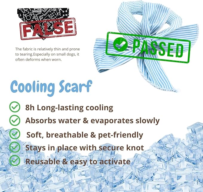2pcs Cooling Scarf for Pets,Summer Cooling Scarves Keep Cats and Dogs Cool, Reused,Rrecycled,Suitable for Dogs (2pcs-Blue Stripe)-PurrikoPets