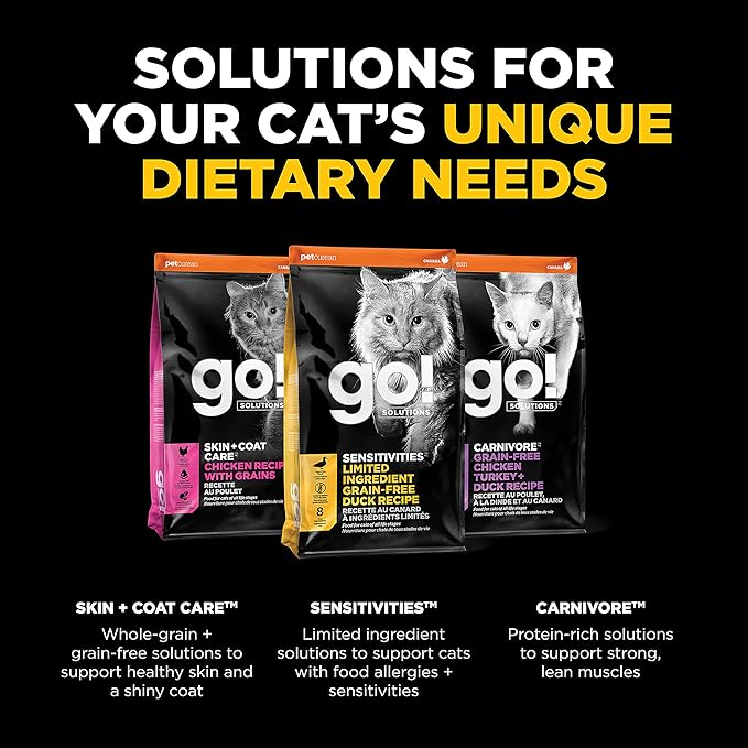 Go! Solutions Sensitivities Limited Ingredient, Grain-Free Dry Cat Food, Duck Recipe for Sensitive Stomach, 8 lb Bag-PurrikoPets