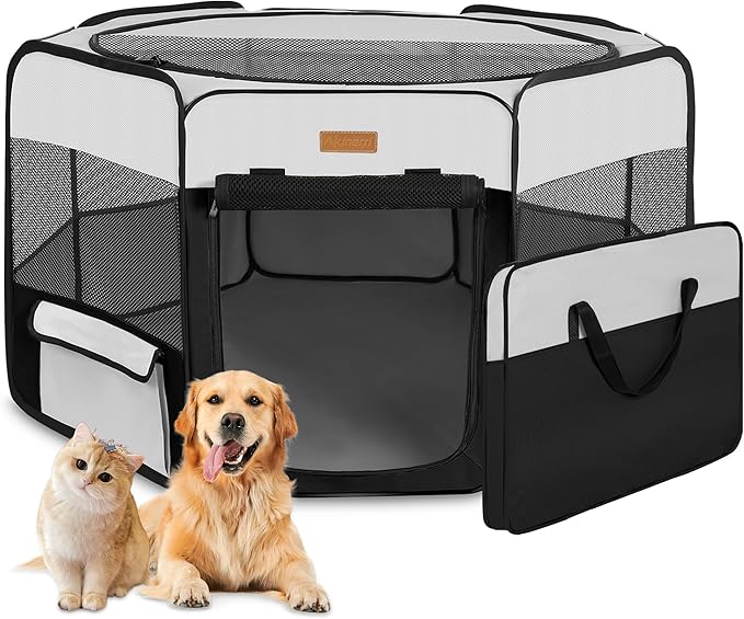 Dog Playpen, Portable Pet Play Pen for Cat, Puppies, Rabbits, Chickens, Foldable Large-Capacity Pet Tent for Indoor/Outdoor Travel Camping-PurrikoPets