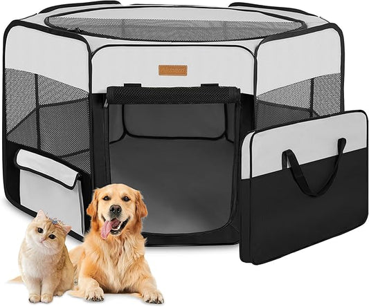Dog Playpen, Portable Pet Play Pen for Cat, Puppies, Rabbits, Chickens, Foldable Large-Capacity Pet Tent for Indoor/Outdoor Travel Camping-PurrikoPets