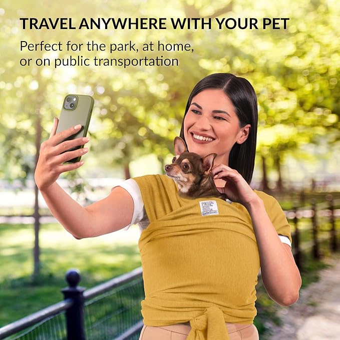 Dog Sling Carrier for Small Dogs - Anti-Anxiety Cat Sling, Puppy Pouch - Pet Sling in Gray Black Blue Green Pink Yellow (Yellow, Standard)-PurrikoPets