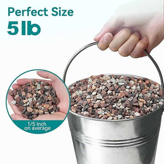 5lbs Terrarium Rocks for Pots Indoor, Succulent, Cactus, Bamboo, Bonsai Tree, 1/5 Inch Rocks for Planters Drainage, Mixed Color Small Lava Rocks for Top-Dressing-PurrikoPets