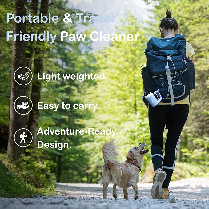 Dog Paw Cleaner for Small & Medium Dogs – Portable Paw Washer Cup with Soft Silicone Brush, Towel & Moisturizing Balm – Gently Cleans Muddy Paws After Walks (Blue, Small)-PurrikoPets