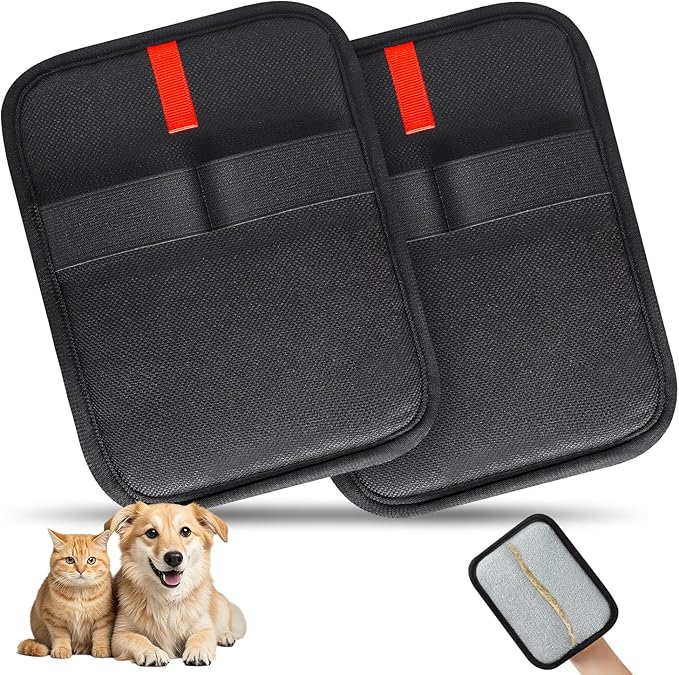 2 Pcs Static Pet Hair Removal Gloves, Reusable Electrostatic Pet Cat Dog Hair Remover Grooming Gloves Brush Tool for Couch, Furniture, Carpet, Car Seat-PurrikoPets