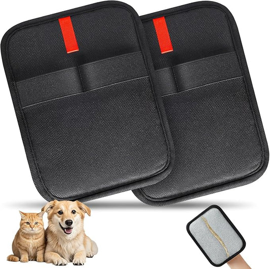 2 Pcs Static Pet Hair Removal Gloves, Reusable Electrostatic Pet Cat Dog Hair Remover Grooming Gloves Brush Tool for Couch, Furniture, Carpet, Car Seat-PurrikoPets