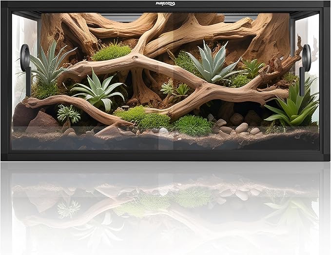 50 Gallon Bearded Dragon Tank, Reptile Enclosure for Easy Maintenance, Front Opening Reptile Tank with Top Screen Ventilation & Glass Sliding Door 36''x18''x18''-PurrikoPets