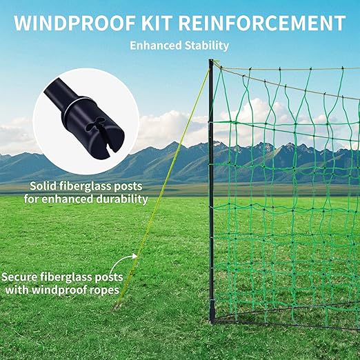 Electric Fence Netting,164'Lx49.6"H, Electric Livestock Netting with 14 Double Barbed Poles, Suitable for Pigs, Cows, Sheep and Other Large Animals, Portable Electric Fence for Farms, Ranches-PurrikoPets