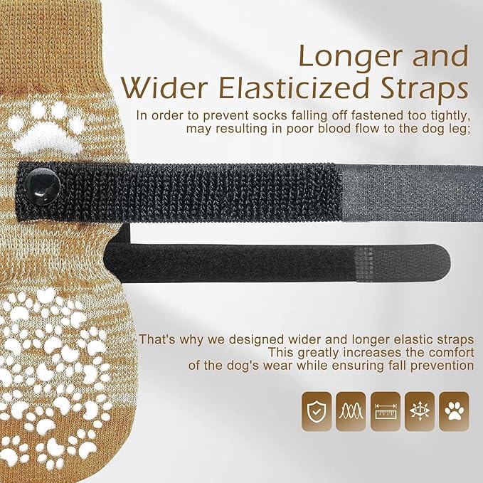 EXPAWLORER Anti Slip Dog Socks to Prevent Licking Paws, Dog Shoes for Hot Pavement, Dog Booties for Small Medium Large Senior Dogs, Traction Control Boots & Paw Protectors for Hardwood Floors-PurrikoPets