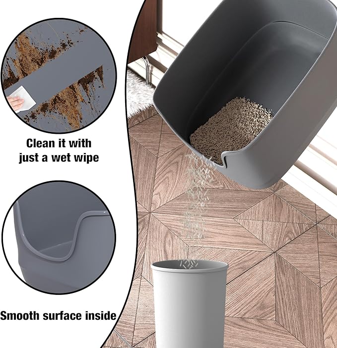 Gefryco Jumbo Cat Litter Box with High Sides, Extra Large for Muti Cats Open Big Cat Litter Box Anti-Splashing, High Wall Litter Tray for Indoor Medium and Large Cats(2Pack)-PurrikoPets