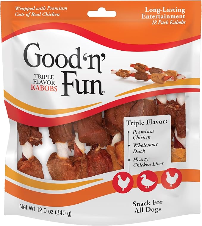 Good'N'Fun Triple Flavored Rawhide Kabobs for Dogs-PurrikoPets
