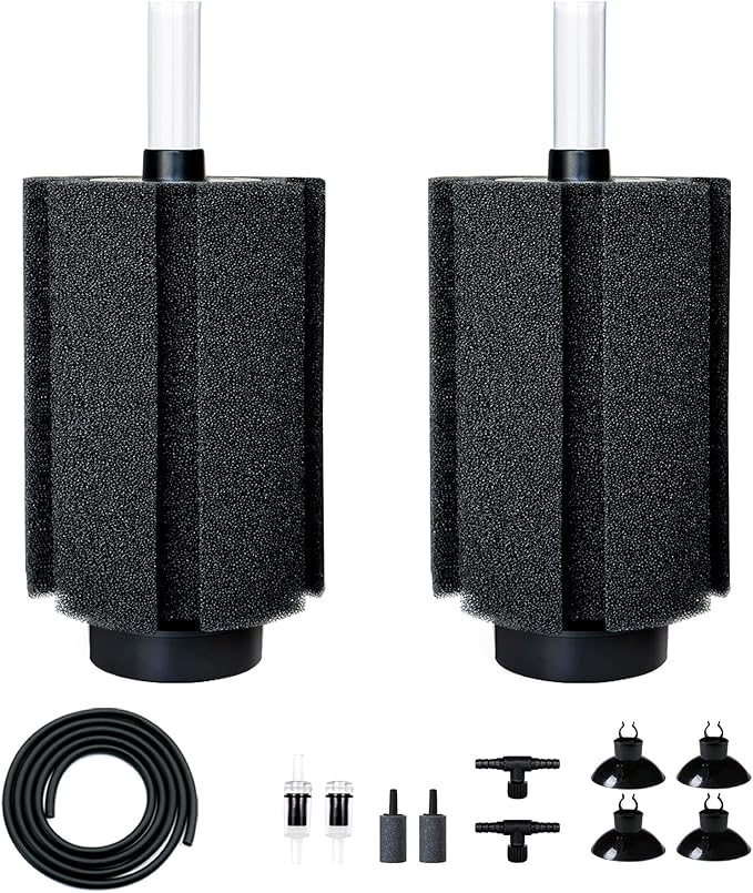 100-120 Gal Large Aquarium Sponge Filter with Air Stone and Ceramic Media,2 Pack Quiet Fish Tank Filters fit Breeding Fry Betta Shrimp Fish Tank-PurrikoPets