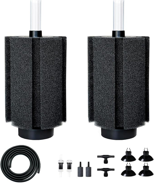 100-120 Gal Large Aquarium Sponge Filter with Air Stone and Ceramic Media,2 Pack Quiet Fish Tank Filters fit Breeding Fry Betta Shrimp Fish Tank-PurrikoPets