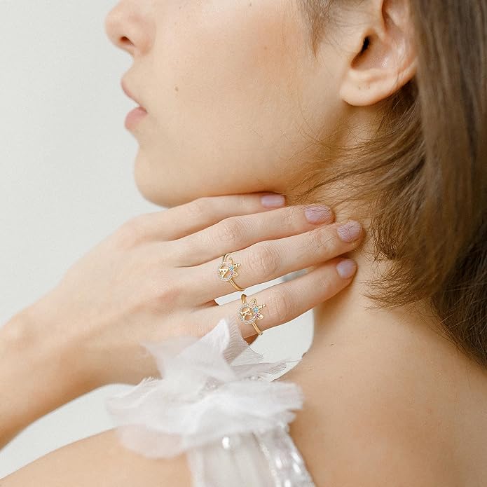 Unicorn Rings Gifts for Girls - Adjustable Initial Ring Dainty Cute Unicorn Rings for Girl Teens Little Girls Jewelry Birthday Gift