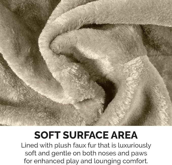 Furhaven 69.3" Tall Cat Tree for Indoor Cats, Ft. Sisal Scratching Posts, 2x Cat Condos, & Toys - Tiger Tough Double Decker Interactive Playground Tower - Cream, One Size-PurrikoPets