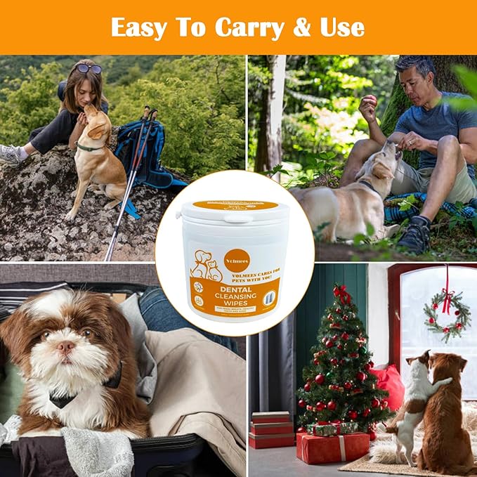 Dog Dental Wipes, Pet Dental Finger Wipes for Dogs & Cats, Dog Teeth Cleaning Wipes, Reduce Plaque & Tartar Buildup, Fresh Breath, Protect Gums, Dog Ear Cleaner Wipes Remove Wax, Coconut Scent, 50Pcs-PurrikoPets