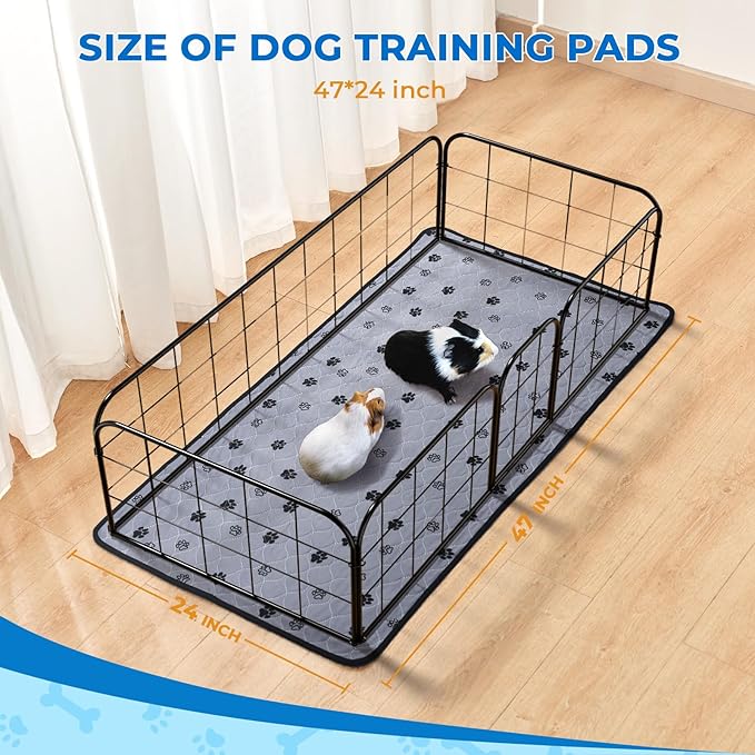 Fostanfly Non-Slip Washable Pee Pads for Dogs, 2 Pack 24"x47" Guinea Pig Cage Liner Ultra-Absorbent and Leak-Proof for Small Animal Guinea Pigs Rabbit Bunny Hamster-PurrikoPets