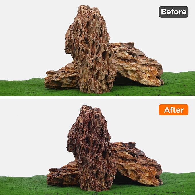 10-12 Inches Natural Dragon Stone 3 PCS Extra Large Aquarium Rocks for Aquascaping, Aquarium Landscaping, Terrariums, Fish Tank Decoration, Vivariums, Paludarium, Amphibian Enclosures-PurrikoPets