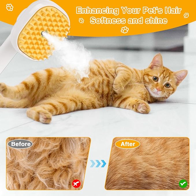 3-in-1 Cat & Dog Steam Brush – USB Rechargeable Spray Grooming Comb with Silicone Teeth – Anti-Static, Shedding Control & Massaging for All Hair Types Long/Short Hair Pets (Green)-PurrikoPets