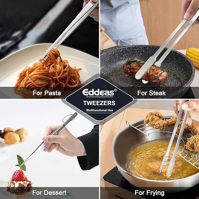 16 Inch long Kitchen Tweezers - 2 Pack large Tweezer Tongs for Cooking, Heavy Duty Stainless Steel Heat Resistant 600°F Food tweezers, Dishwasher safe-PurrikoPets