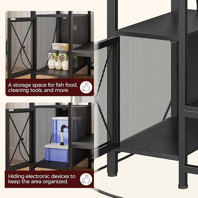40-50 Gallon Fish Tank Stand, Aquarium Stand with Power Outlet and Storage Cabinet, Heavy Duty Tank Stand Suitable for Turtle Tank, Reptile Terrarium, for Home Office, Black FTBK50E01-PurrikoPets