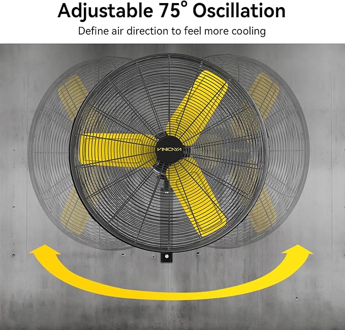 30 Inch Industrial Wall Mount Fan Oscillating, 8900 CFM Commercial Metal Wall Fans with Poweful Motor, 3 Speed, Heavy Duty Construction Indoor for Warehouse, Workshops, and Garage, UL Listed-PurrikoPets