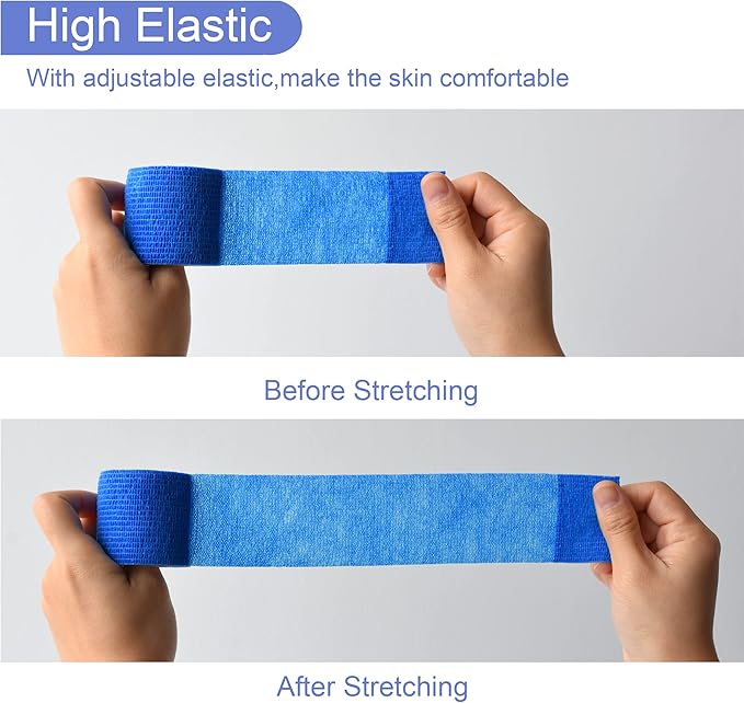 9 Pack 2" x 5 Yards Self Adhesive Bandage Wrap Self Stick Wrap for Ankle, Wrist, Finger, Sports, Breathable Cohesive Vet Tape for Pets (Dark Blue)-PurrikoPets