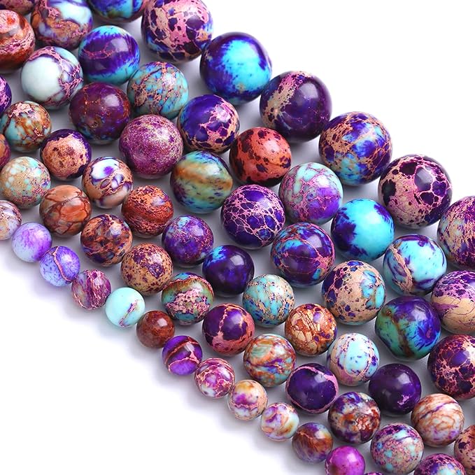 10MM 36PCS Natural Stone Galaxy Purple Sea Sediment Imperial Jasper Loose Beads for Jewelry Making DIY Bracelet Necklace