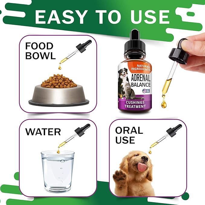 Adrenal Balance for Dogs and Cats - Cushings Treatment for Pets, Adrenal Support w/ Ashwagandha, Licorice Root, Rhodiola Rosea - 2oz Herbal Drops-PurrikoPets