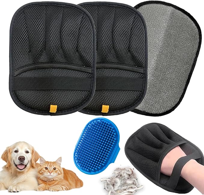 2 Packs Pet Hair Removal Glove,Pet Hair Remover for Cat & Dog,New Upgraded Electrostatic Gloves Pet Hair,Reusable Electro Static Pet Hair Remover Electrostatic Gloves for Furniture,Couch-PurrikoPets