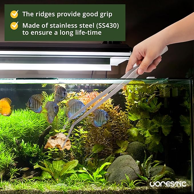 2 Pcs 15 Inch Tweezers, Heavy Duty Reptile Feeding Tongs, Aquarium Tongs, Reptile Tweezers Feeding, Reptile Tongs, Straight and Curved Long Tweezers for Aquarium and Terrarium-PurrikoPets