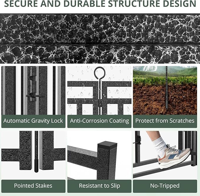 Dog Fence Outdoor Indoor, 32" Inch Height 24 Panels Dog Playpen for Large/Medium/Small Dogs Metal Dog Pen for Yard Camping and RV | Black-Silverv-PurrikoPets