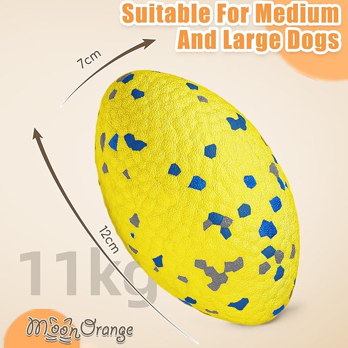 4.72" Indestructible Large Rugby Balls for Aggressive Chewers Durable Olive Bouncy Interactive Football Toy for Dogs Fetch Game Lightweight Floating Outdoor Training, Yellow-PurrikoPets