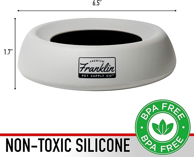 Franklin Pet Supply Co. Co. Spill Proof Pet Bowl - No Splash Travel Water + Food Dish for Dogs + Cats - Portable - 16 oz. - BPA Free-PurrikoPets