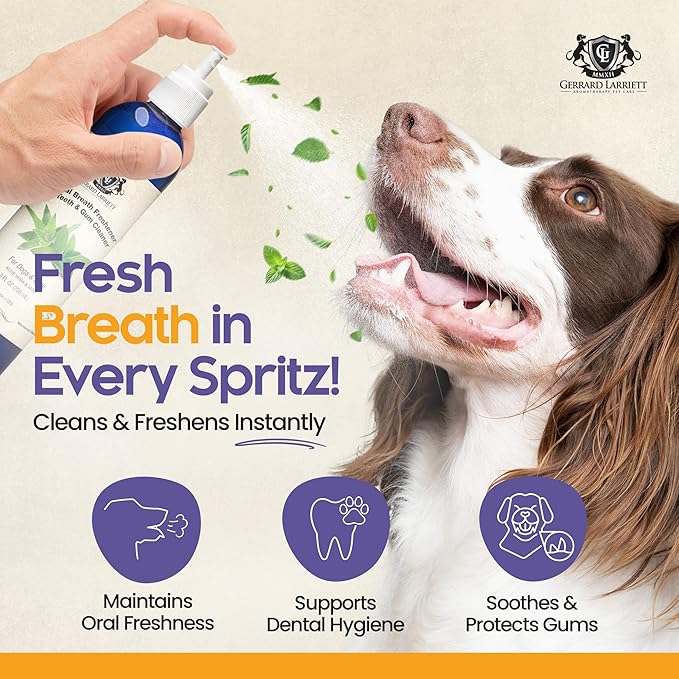 Dog Mouthwash, Dog and Cat Breath Spray with Baking Soda - 8 oz Natural Dog Breath Fresheners with Mint and Aloe Vera Mouth Spray for Tartar Control and Plaque, Dog Teeth Cleaning by Gerrard Larriett-PurrikoPets