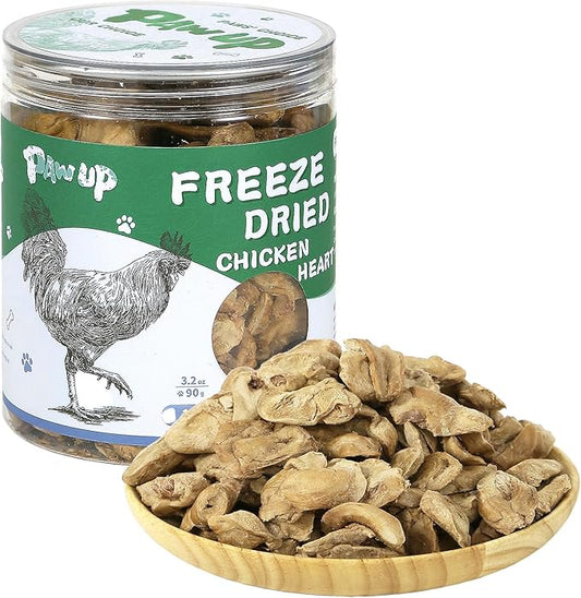 Freeze Dried Chicken Heart Pet Treats, High Protein Freeze-Dried Pet Food for Dogs, Cats, Fresh Ingredient, 3.2 oz, Rawhide Free, Gluten&Grain Free-PurrikoPets