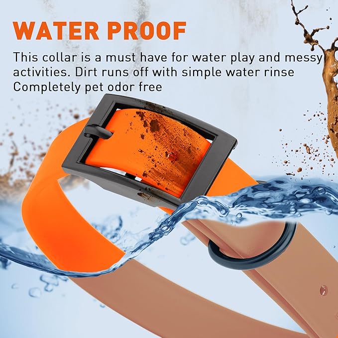 Dogline Biothane Waterproof Dog Collar Strong Coated Nylon Webbing with Black Hardware Odor- Proof for Easy Care Easy to Clean High Performance Fits Small Medium or Large Dogs, Hunter Orange-PurrikoPets