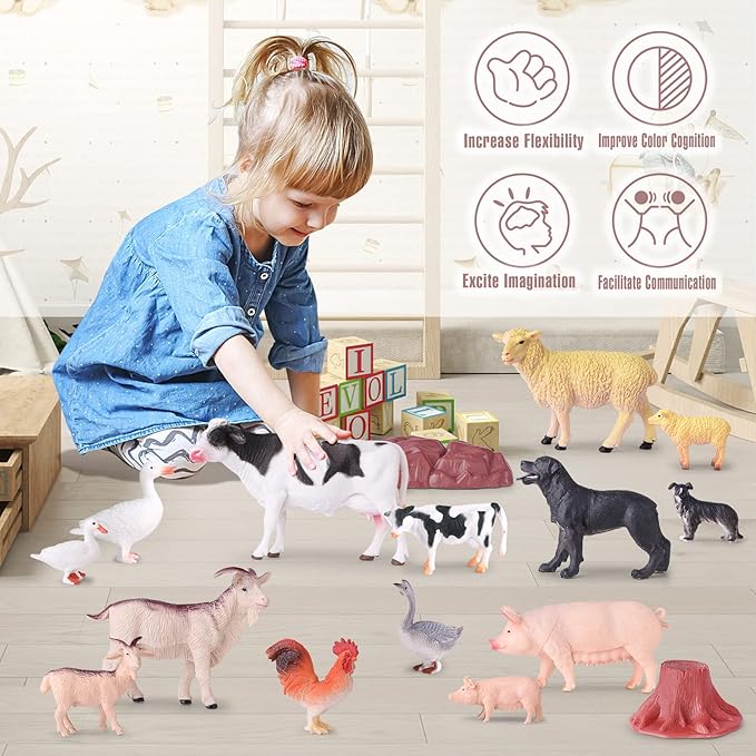 35 PCS Farm Animals Toys for Toddlers 3 Years Old Boys and Girls Realistic Animal Figures Playsets Toys for Kids 3~8 Christmas Birthday Gift-PurrikoPets