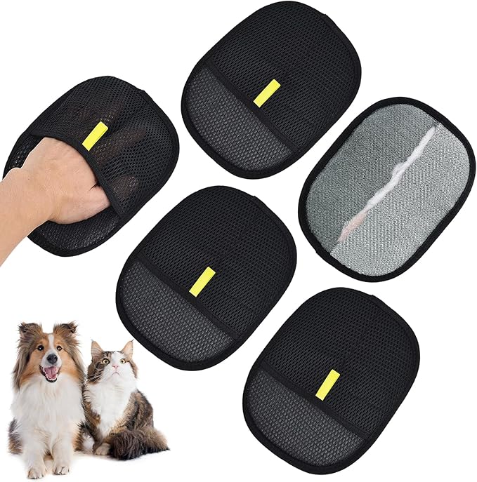 5pc Pet Hair Removal Gloves, Reusable Cats & Dogs Pet Hair Removal Tool,Efficient Pet Hair Removal Electrostatic Gloves is Suitable for Clothes, Sofas, Beds and Carpets-PurrikoPets