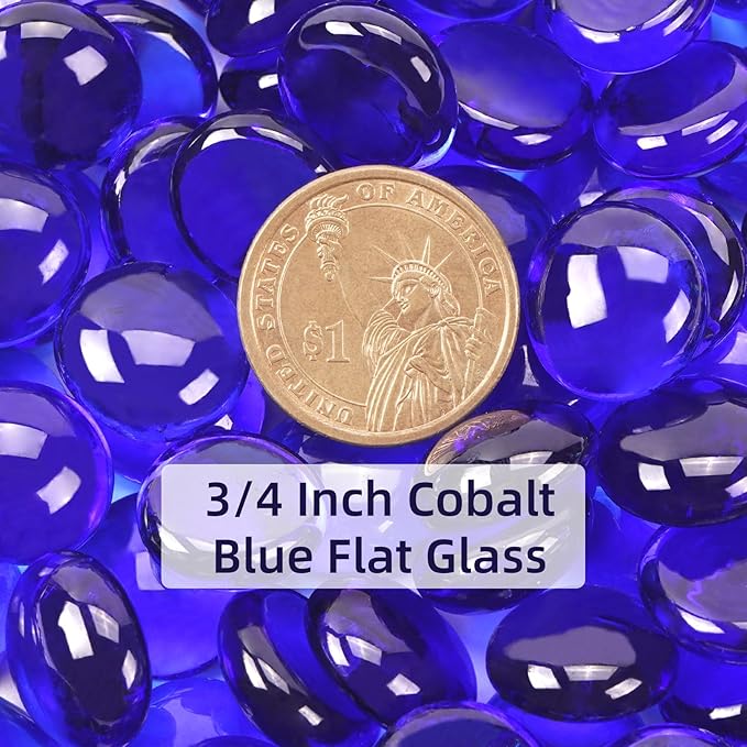 5LB Cobalt Blue Flat Glass Marbles for Vases, Gemstone Beads Vase Filler Decorative Glass Pebbles for Fish Tank, DIY Crafts, Aquarium Decor Rocks-PurrikoPets