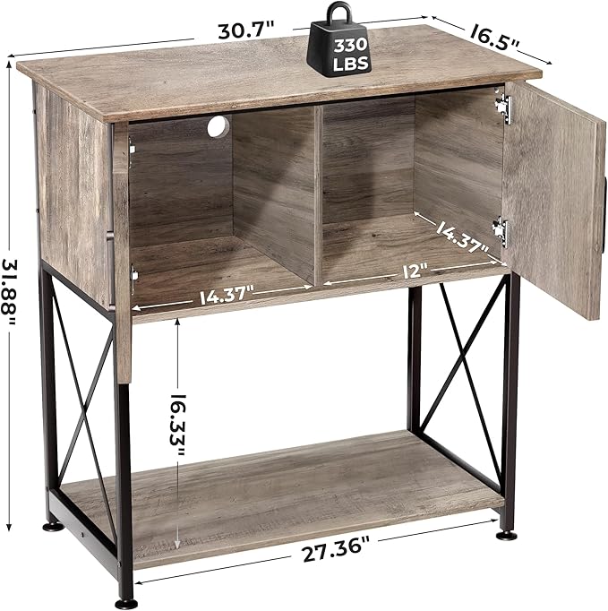 20-29 Gallon Aquarium Stand Metal Frame Fish Tank Stand with Cabinet Storage, for 20 Gallon Long Aquarium,30.7" L*16.5" W Tabletop,330LBS Capacity Grey PG01YGZ-PurrikoPets