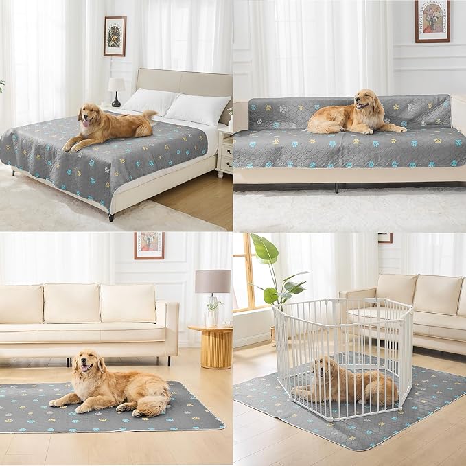 Aitmexcn Washable Puppy Dog Pee Pad, 2PCS 100% Waterproof Whelping Training Mat for Puppy/Senior Dog, Fast Drying Reusable Puppy Pads for Indoor, Outdoor and Car Travel- 32x36'' Llight Gray-PurrikoPets