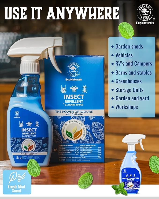 All Natural Bug Spray for Home - Non-Toxic Peppermint Oil Insect and Pest Control Kit - 8 oz Ready-to-Use Bug Spray - Indoor and Outdoor Protection- Ant Spray - Spider Repellent Indoor-PurrikoPets