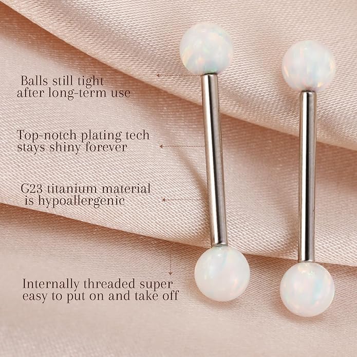 AROWRO Nipple Piercing Jewelry G23 Titanium Nipple Rings Tongue Rings Nipple Bar 14G Internally Threaded Straight Barbells Bridge Piercing Jewelry 12mm-20mm