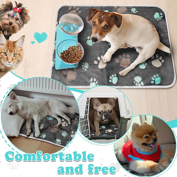 4 Pcs Waterproof Guinea Pig Blankets Washable Small Animal Fleece Bedding Absorbent Guinea Pig Cage Liners Reusable Pet Pee Pad Sleep Mat Pad Cover for Hamster Ferret (Cute Paw,24 x 16 Inch)-PurrikoPets