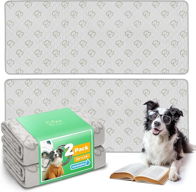 FXW Washable Pee Pads for Dogs, Puppy Pads with Super Absorbent, Specifically Designed for Potty Training, 75" × 30" Rectangle, Khaki, 2 Packs-PurrikoPets